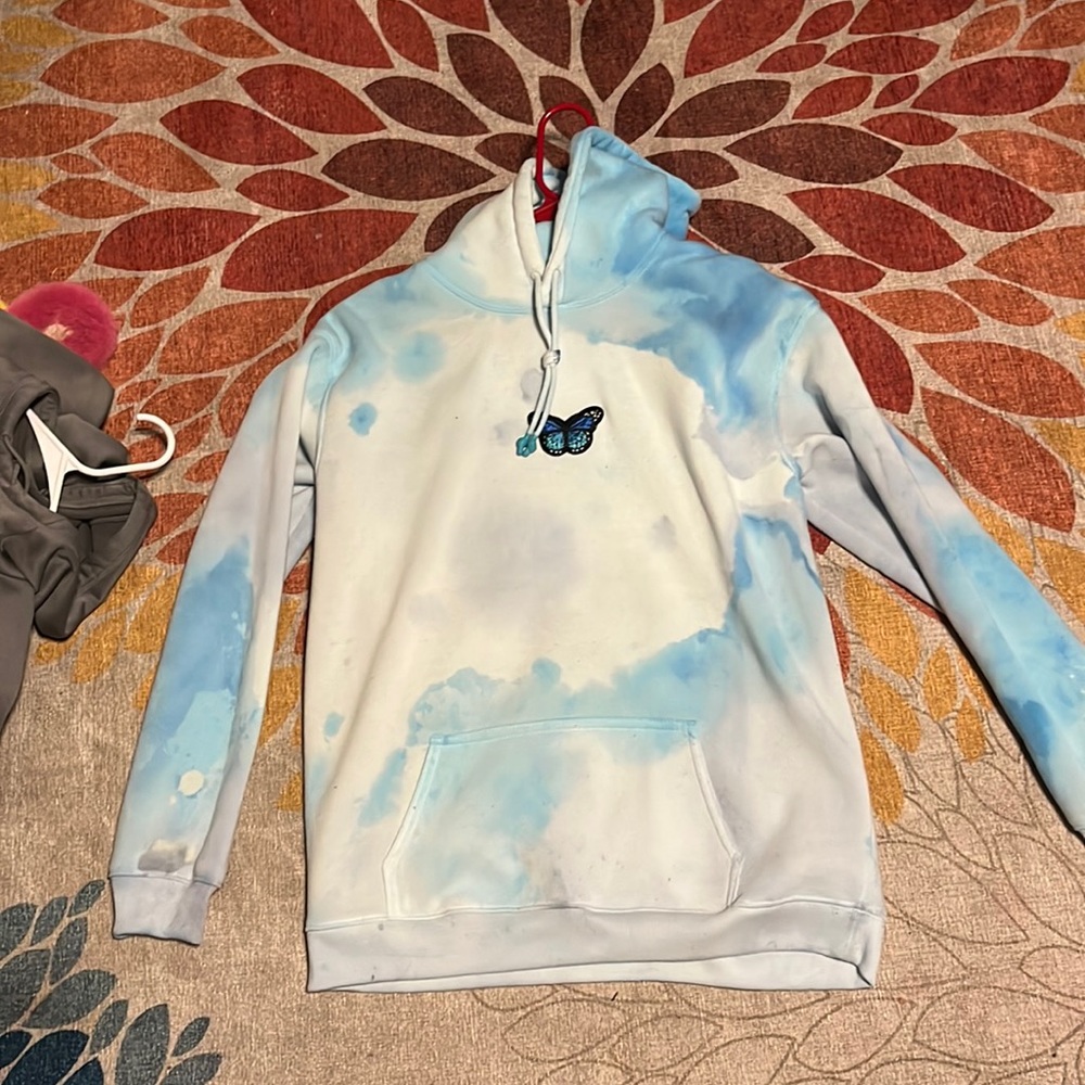 blue tye dye butterfly hoodie